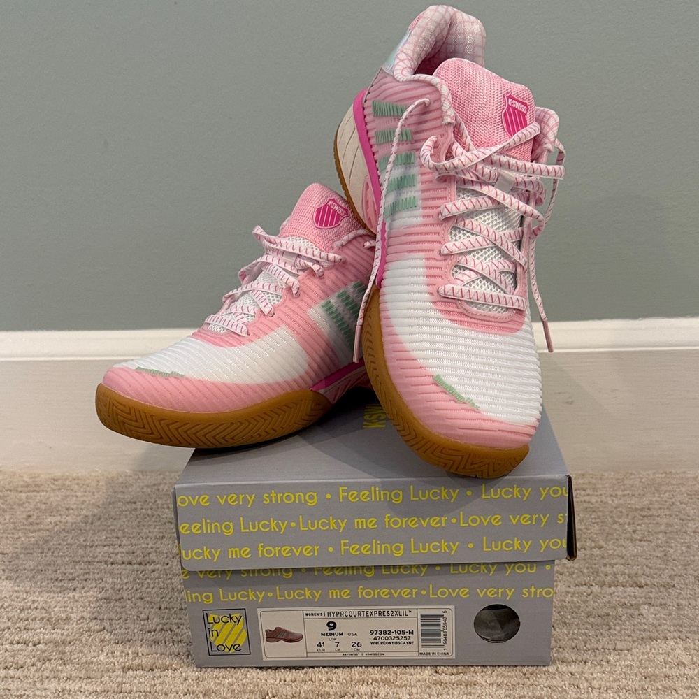 K-Swiss Hypercourt Express 2 Peony/White/Biscayne Women's Sneakers NIB